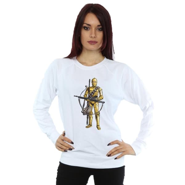 Star Wars: The Rise of Skywalker Womens/Ladies Star Wars The Rise Of Skywalker C-3PO Chewbacca Bow Caster Sweatshirt
