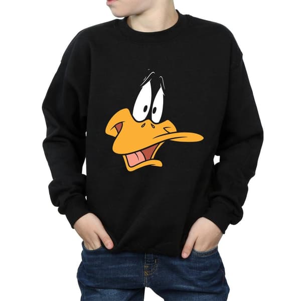 Looney Tunes Sweatshirt med Daffy Duck-ansikte för pojkar