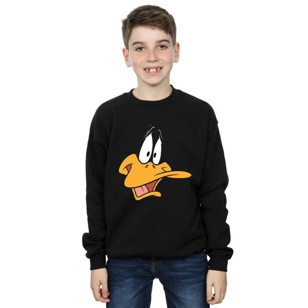 Looney Tunes Sweatshirt med Daffy Duck-ansikte för pojkar