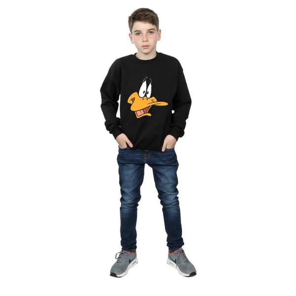 Looney Tunes Sweatshirt med Daffy Duck-ansikte för pojkar