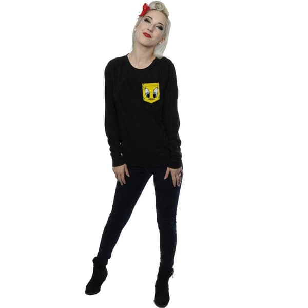 Looney Tunes Womens/Ladies Tweety Pie Face Faux Pocket Sweatshirt