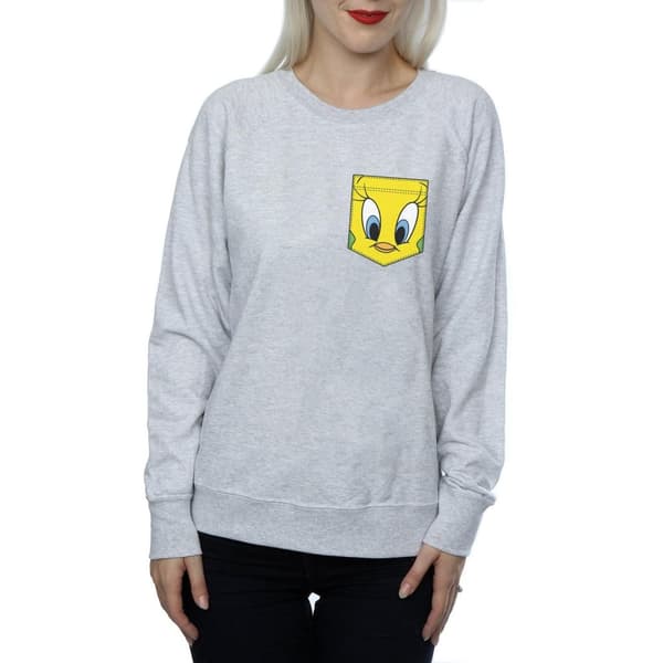 Looney Tunes Womens/Ladies Tweety Pie Face Faux Pocket Sweatshirt