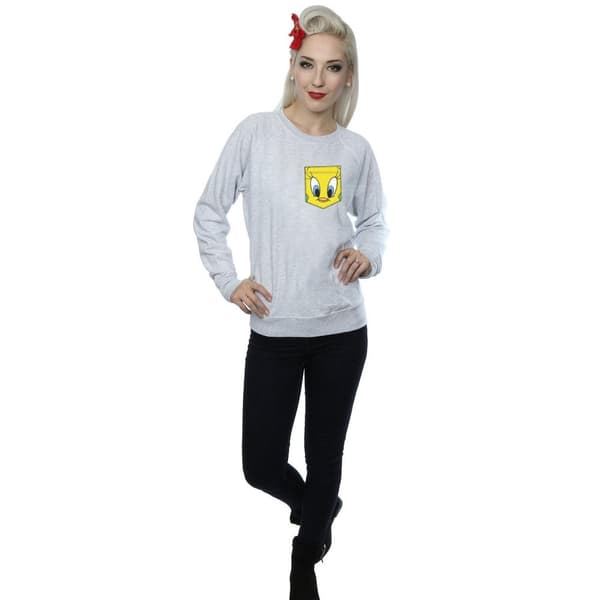 Looney Tunes Womens/Ladies Tweety Pie Face Faux Pocket Sweatshirt