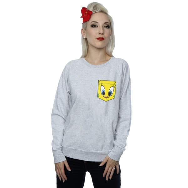 Looney Tunes Womens/Ladies Tweety Pie Face Faux Pocket Sweatshirt