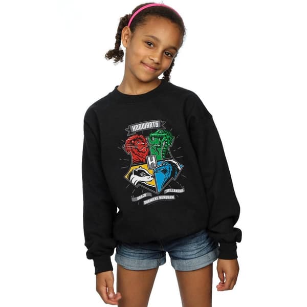 Harry Potter Girls Hogwarts Toon Crest Sweatshirt