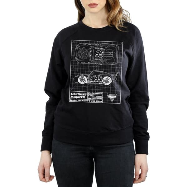 Disney Womens/Ladies Cars Lightning McQueen Blueprint Sweatshirt