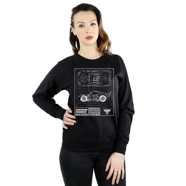 Disney Womens/Ladies Cars Lightning McQueen Blueprint Sweatshirt