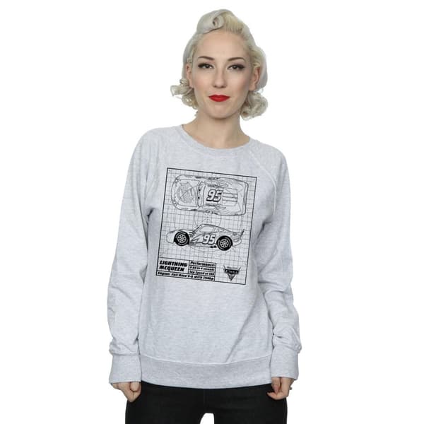 Disney Womens/Ladies Cars Lightning McQueen Blueprint Sweatshirt