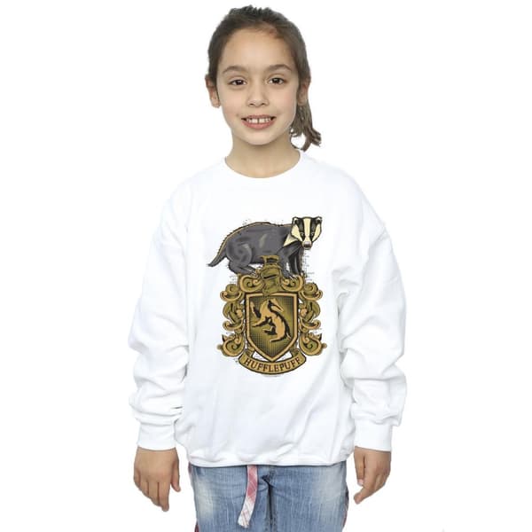 Harry Potter Girls Hufflepuff Sketch Crest Sweatshirt