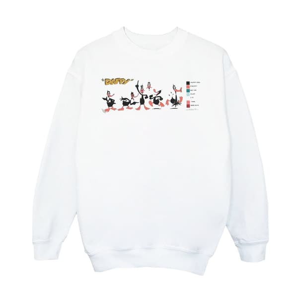 Looney Tunes Mens Daffy Duck Colour Code Sweatshirt White 3XL