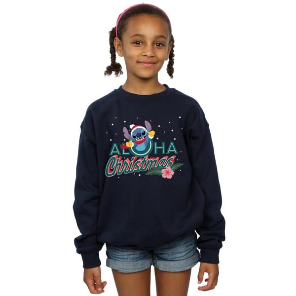 Disney Girls Lilo And Stitch Aloha Christmas Sweatshirt