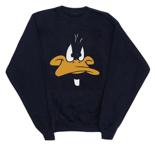 Looney Tunes Boys Daffy Duck Big Face Sweatshirt Navy Blue 7-8 Years