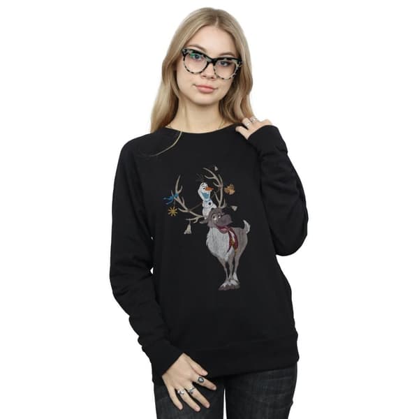 Disney Womens/Ladies Frozen Sven And Olaf Christmas Ornaments Sweatshirt