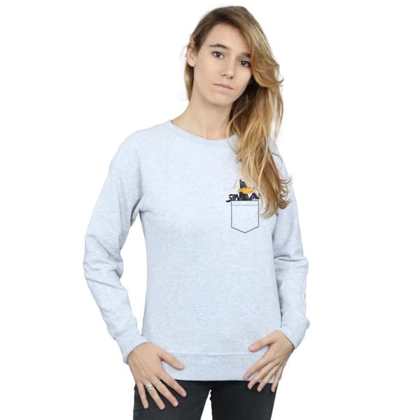 Looney Tunes Womens/Ladies Daffy Duck Faux Pocket Sweatshirt