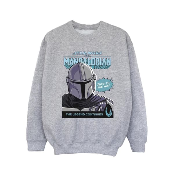Star Wars The Mandalorian Sweatshirt med serieomslag från Mando för flickor Sports Grey 12-13 Years
