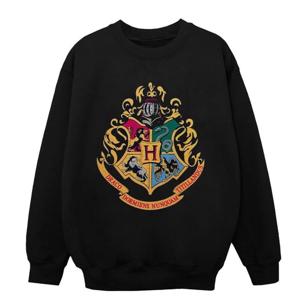 Harry Potter Boys Hogwarts Crest Gold Ink Sweatshirt Black 9-11 Years