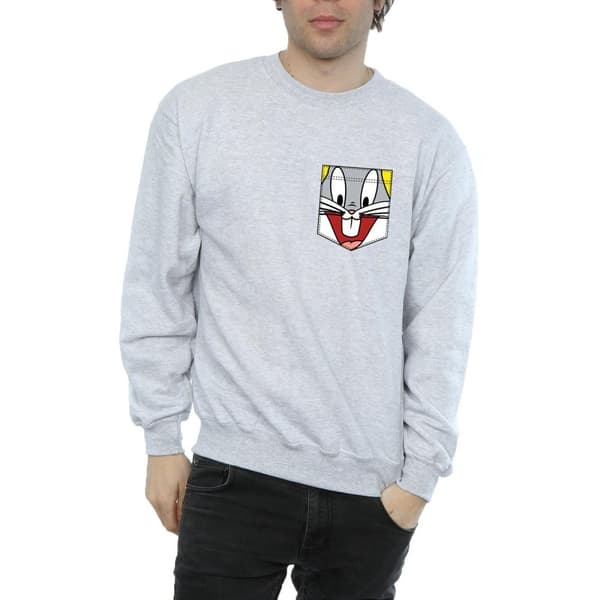 Looney Tunes Sweatshirt med fuskficka - Bugs Bunny Face, herr