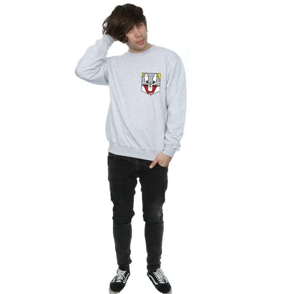Looney Tunes Sweatshirt med fuskficka - Bugs Bunny Face, herr