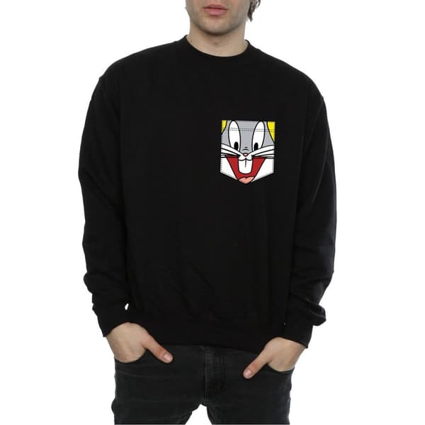 Looney Tunes Sweatshirt med fuskficka - Bugs Bunny Face, herr