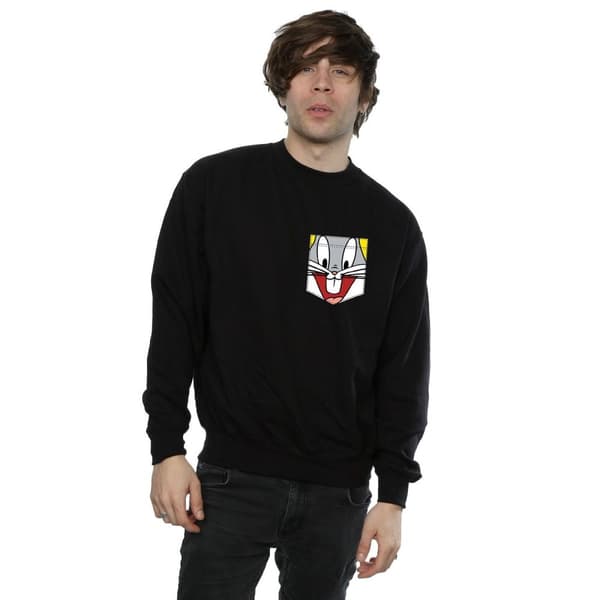 Looney Tunes Sweatshirt med fuskficka - Bugs Bunny Face, herr