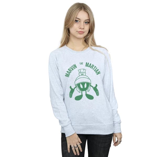 Looney Tunes Dam/Tjej Marvin The Martian Sweatshirt med stort huvud