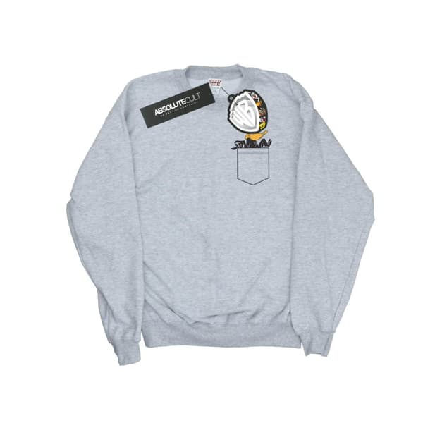 Looney Tunes Mens Daffy Duck Faux Pocket Sweatshirt Sports Grey XL
