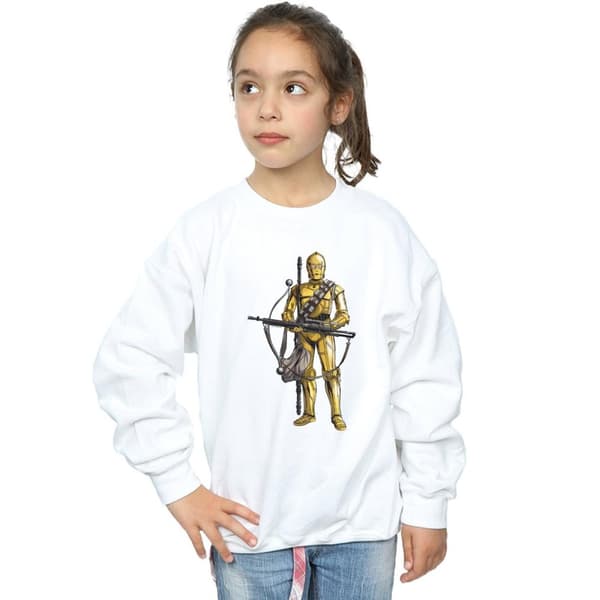 Star Wars: The Rise of Skywalker Girls Star Wars The Rise Of Skywalker C-3PO Chewbacca Bow Caster Sweatshirt