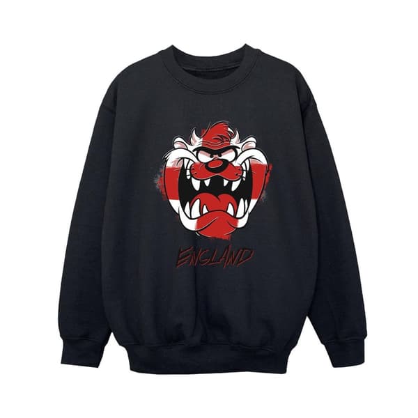 Looney Tunes Boys Taz England Face Sweatshirt Black 7-8 Years