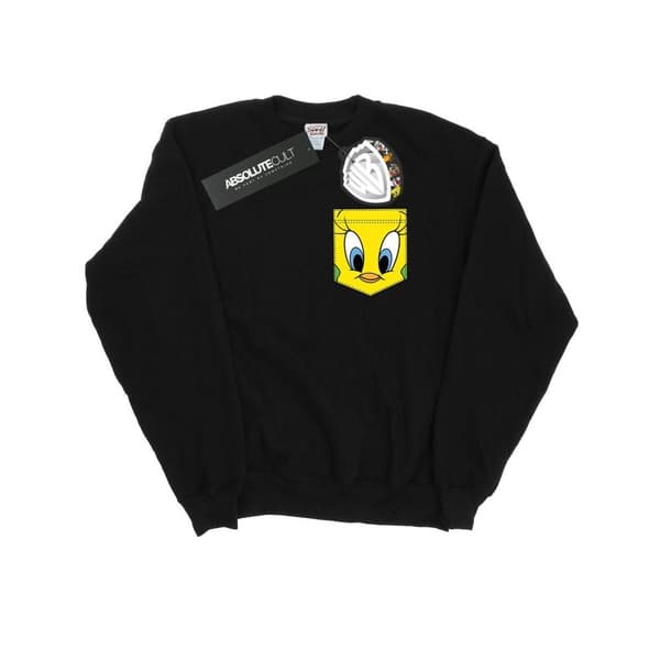 Looney Tunes Mens Tweety Pie Face Faux Pocket Sweatshirt