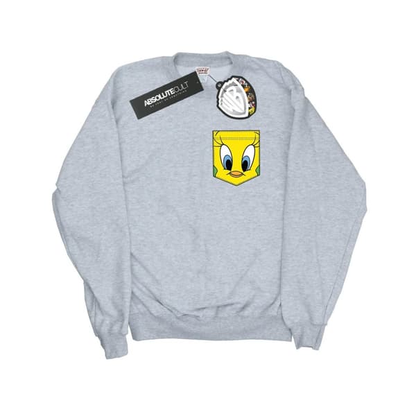 Looney Tunes Mens Tweety Pie Face Faux Pocket Sweatshirt