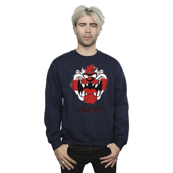 Looney Tunes Mens Taz England Face Sweatshirt