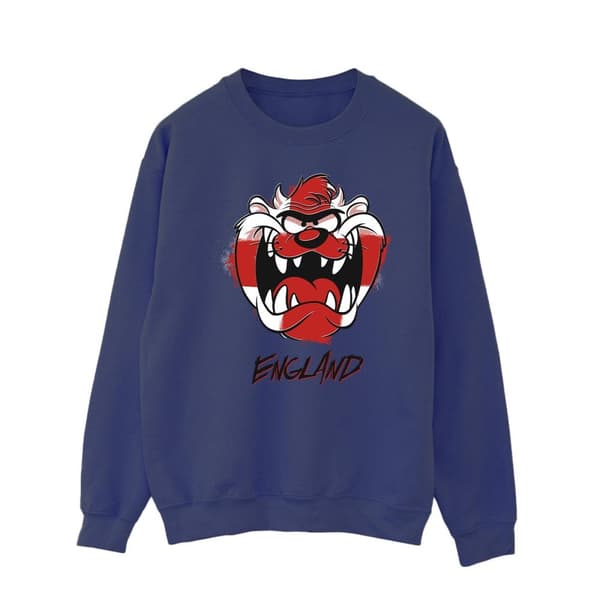 Looney Tunes Mens Taz England Face Sweatshirt