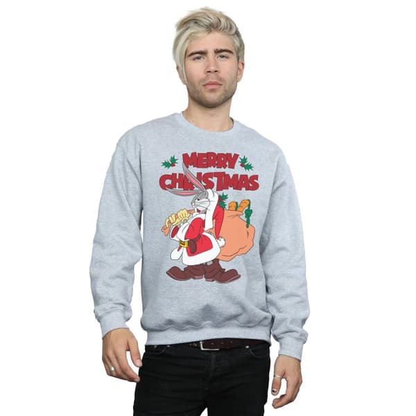 Looney Tunes Mens Santa Bugs Bunny Sweatshirt