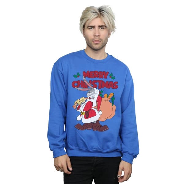 Looney Tunes Mens Santa Bugs Bunny Sweatshirt