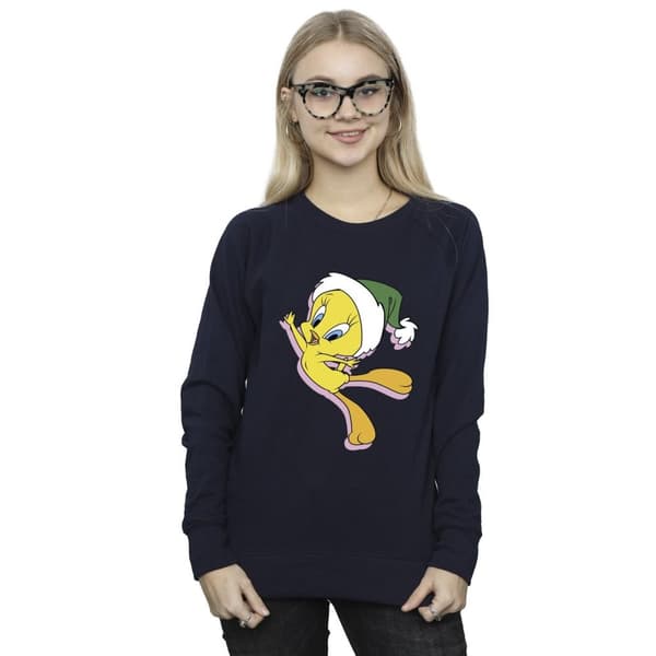 Looney Tunes Dam/Tjej Tweety Christmas Hat Sweatshirt