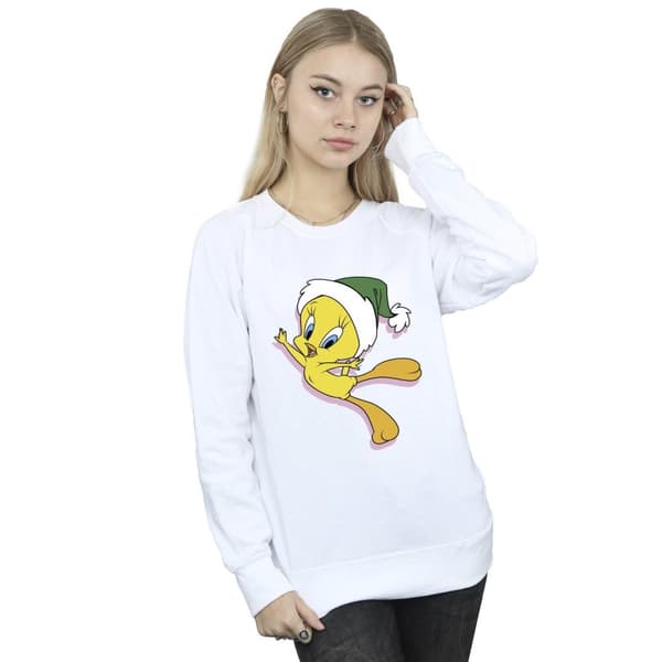 Looney Tunes Dam/Tjej Tweety Christmas Hat Sweatshirt