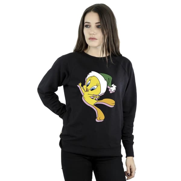 Looney Tunes Dam/Tjej Tweety Christmas Hat Sweatshirt