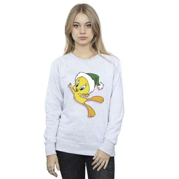 Looney Tunes Dam/Tjej Tweety Christmas Hat Sweatshirt