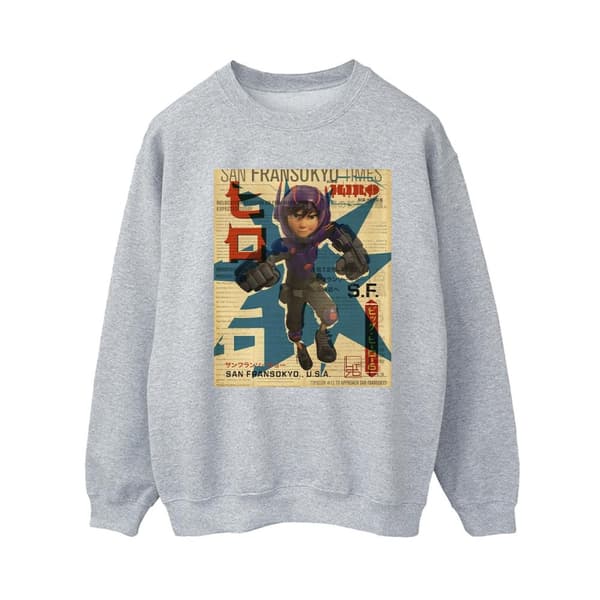 Disney Womens/Ladies Big Hero 6 Baymax Hiro Newspaper Sweatshirt