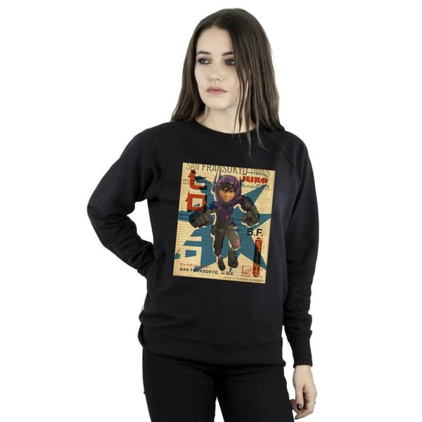 Disney Womens/Ladies Big Hero 6 Baymax Hiro Newspaper Sweatshirt