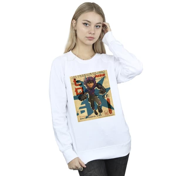 Disney Womens/Ladies Big Hero 6 Baymax Hiro Newspaper Sweatshirt