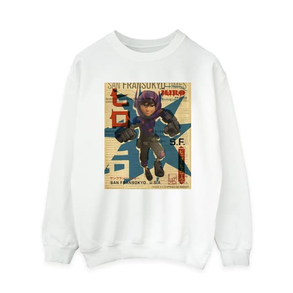 Disney Womens/Ladies Big Hero 6 Baymax Hiro Newspaper Sweatshirt