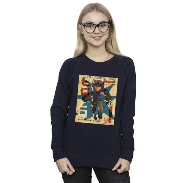 Disney Womens/Ladies Big Hero 6 Baymax Hiro Newspaper Sweatshirt