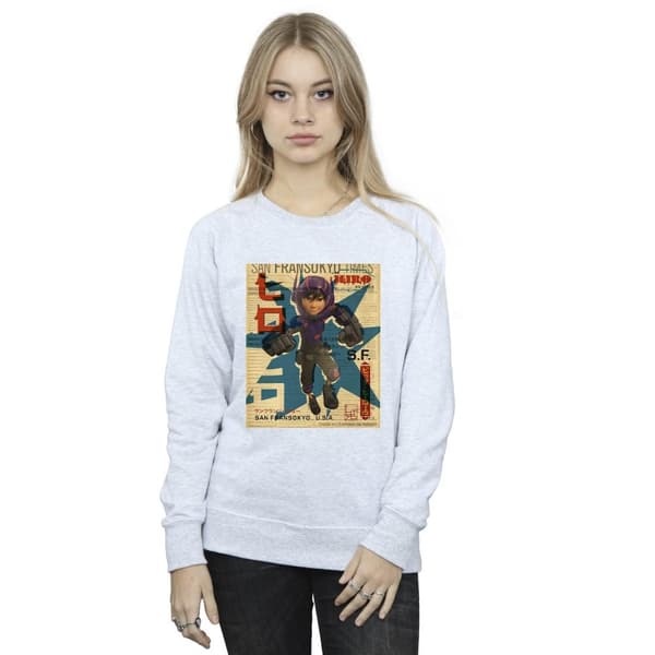 Disney Womens/Ladies Big Hero 6 Baymax Hiro Newspaper Sweatshirt