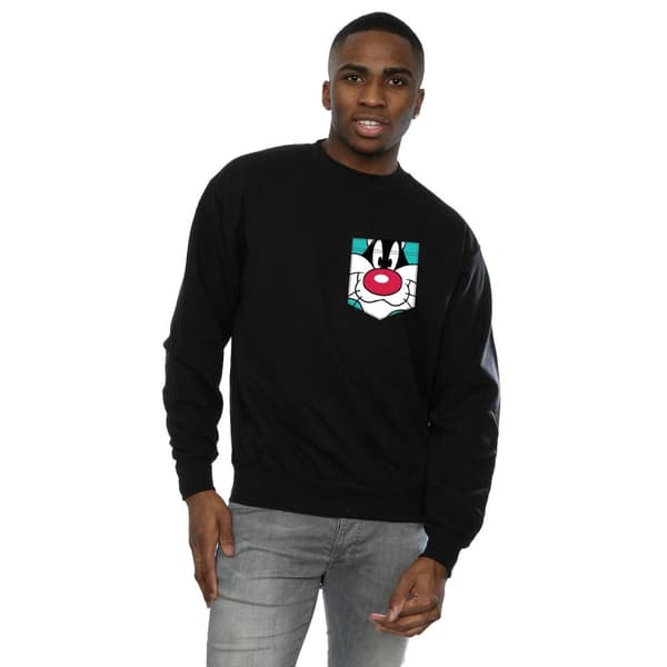 Looney Tunes Sylvester Face Sweatshirt med fuskficka för herrar