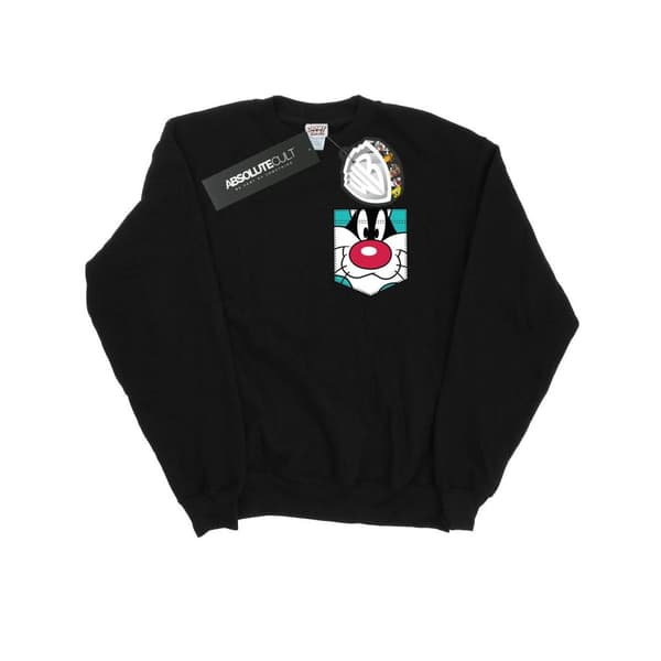 Looney Tunes Sylvester Face Sweatshirt med fuskficka för herrar