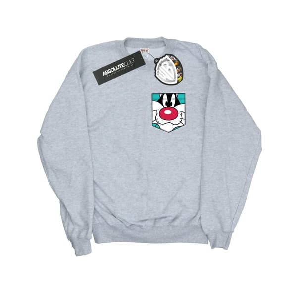 Looney Tunes Sylvester Face Sweatshirt med fuskficka för herrar