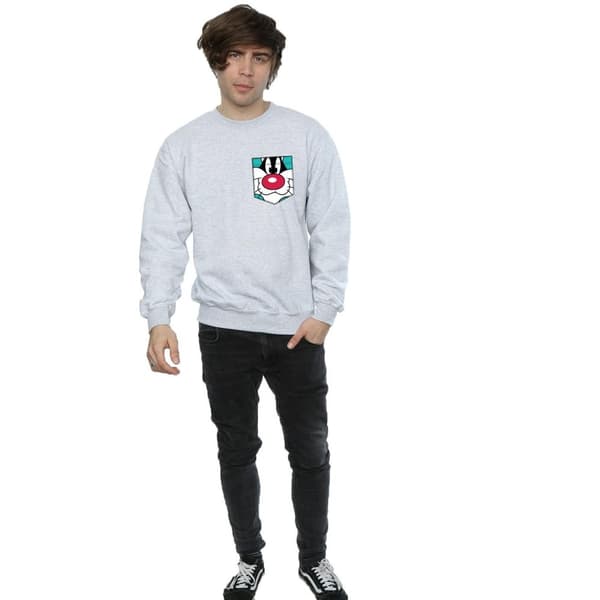 Looney Tunes Sylvester Face Sweatshirt med fuskficka för herrar