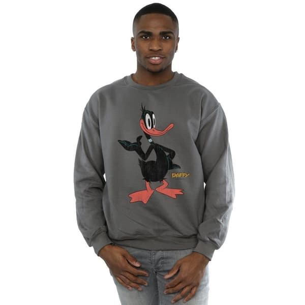 Looney Tunes Mens Daffy Duck Distressed Sweatshirt