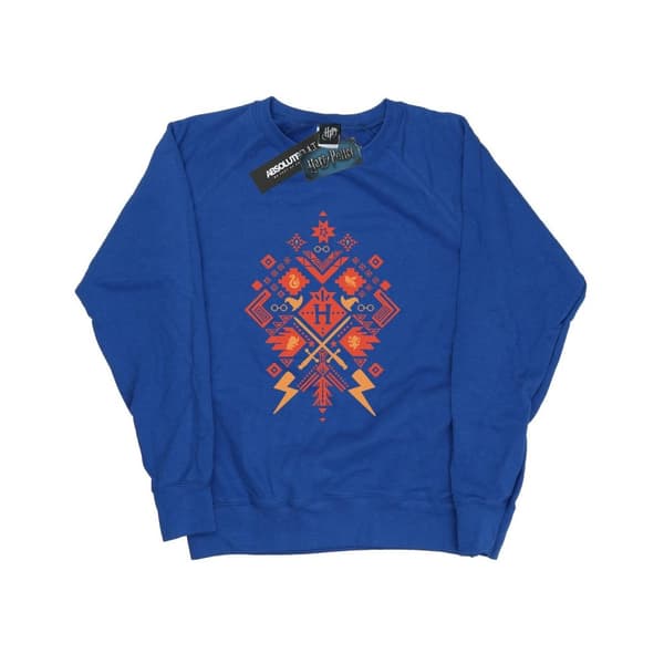 Harry Potter Womens/Ladies Christmas Fair Isle Sweatshirt Royal Blue L
